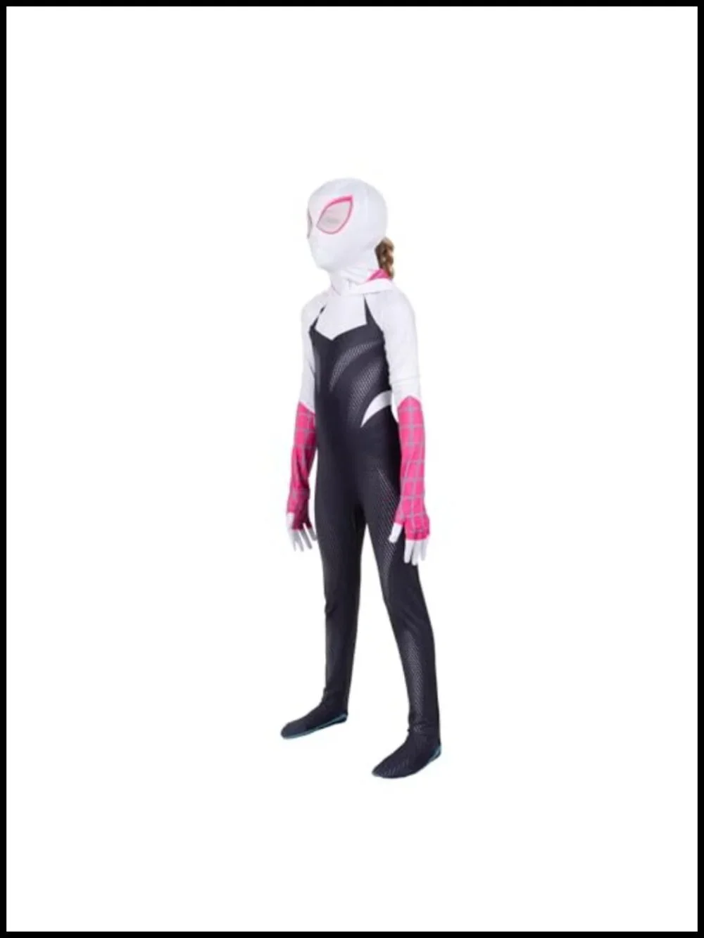 Marvel Spider-Gwen Youth Zentai Costume Hooded Spandex Jumpsuit with Mask